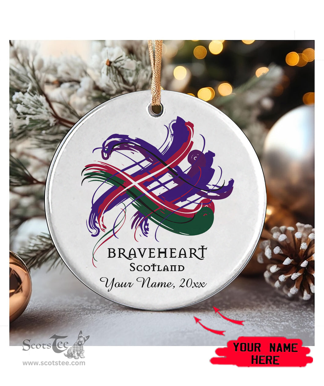 ScotsTee Shop Scottish Braveheart Scottish Tartan Ornament Add Your Text Personalized Ornament