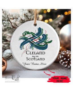 ScotsTee Shop Scottish Cleland Scottish Tartan Ornament Add Your Text Personalized Ornament