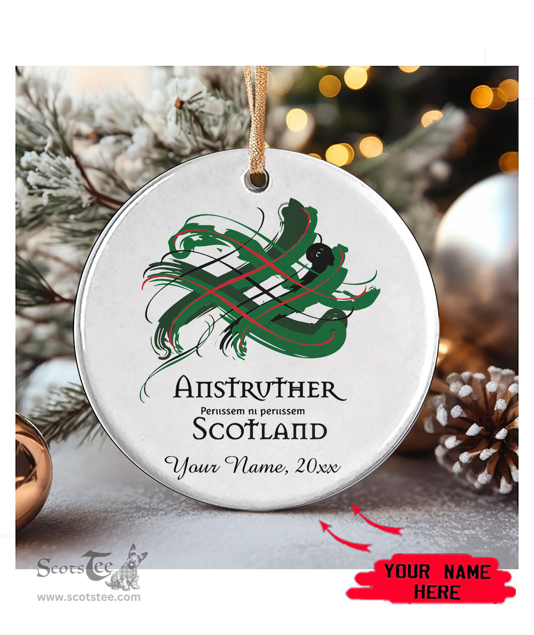 ScotsTee Shop Scottish Anstruther Scottish Tartan Ornament Add Your Text Personalized Ornament