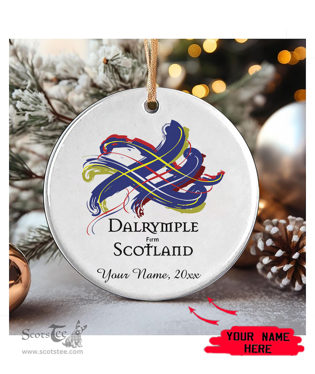 ScotsTee Shop Scottish Dalrymple Scottish Tartan Ornament Add Your Text Personalized Ornament