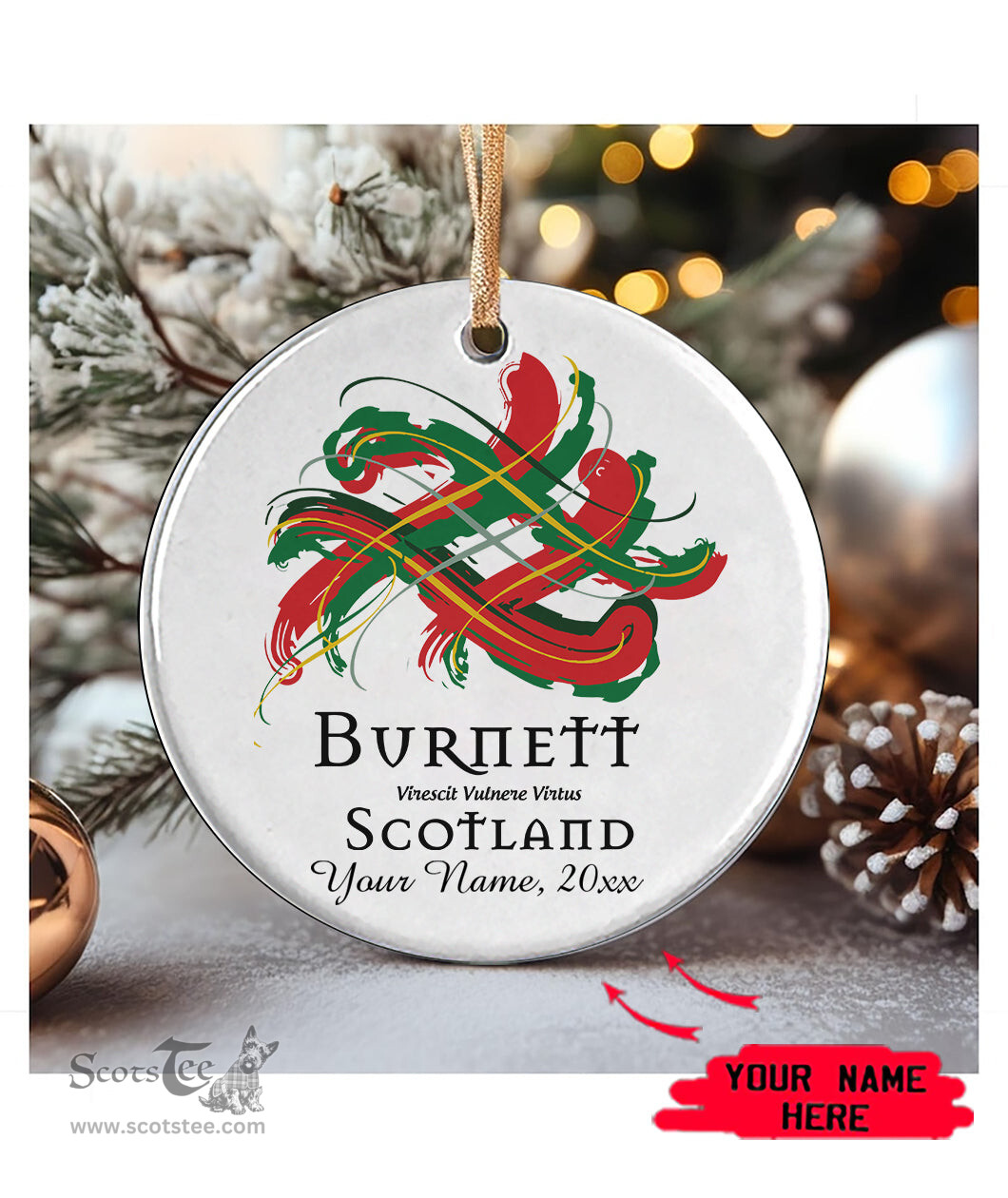ScotsTee Shop Scottish Burnett Scottish Tartan Ornament Add Your Text Personalized Ornament