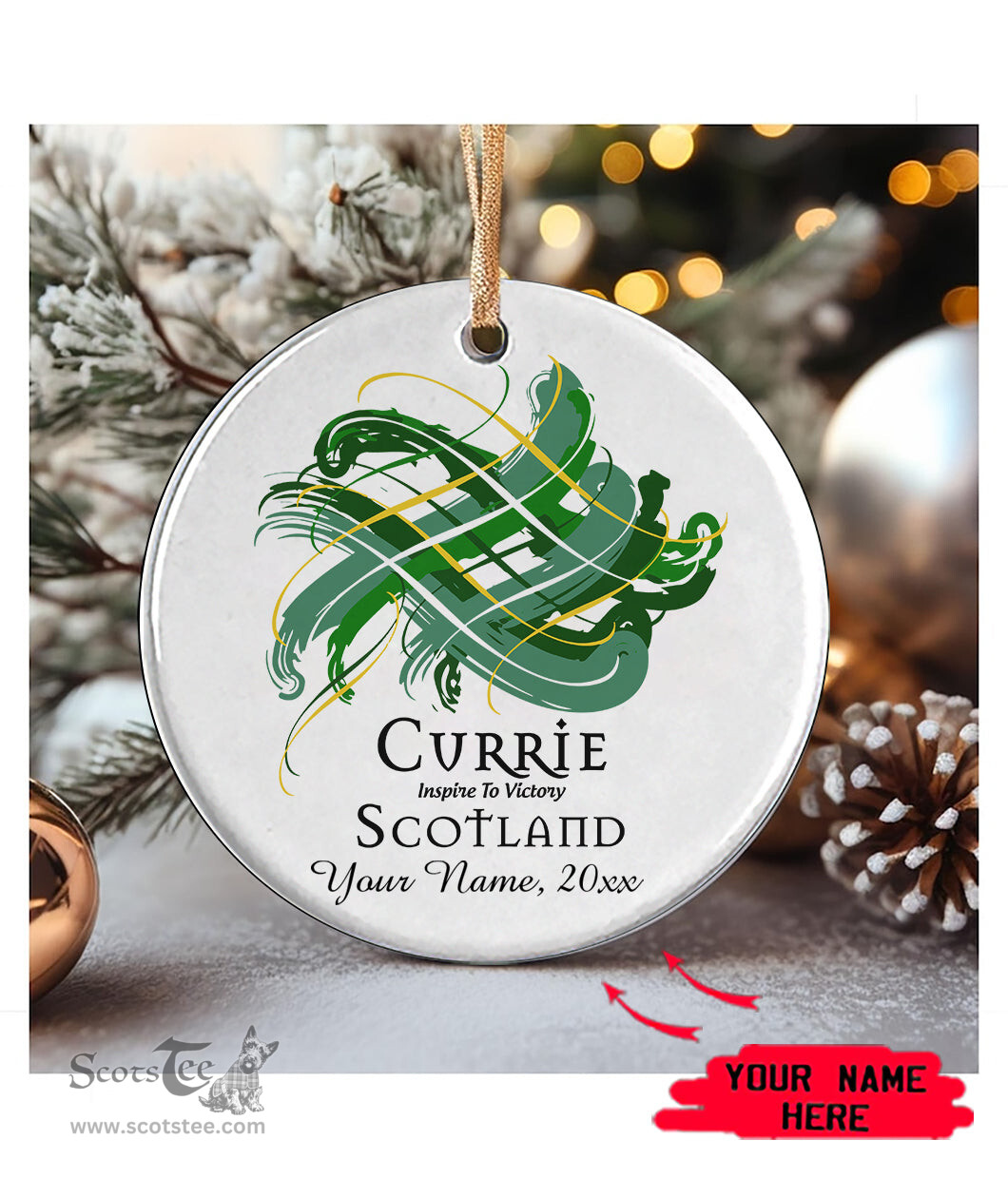 ScotsTee Shop Scottish Currie Scottish Tartan Ornament Add Your Text Personalized Ornament