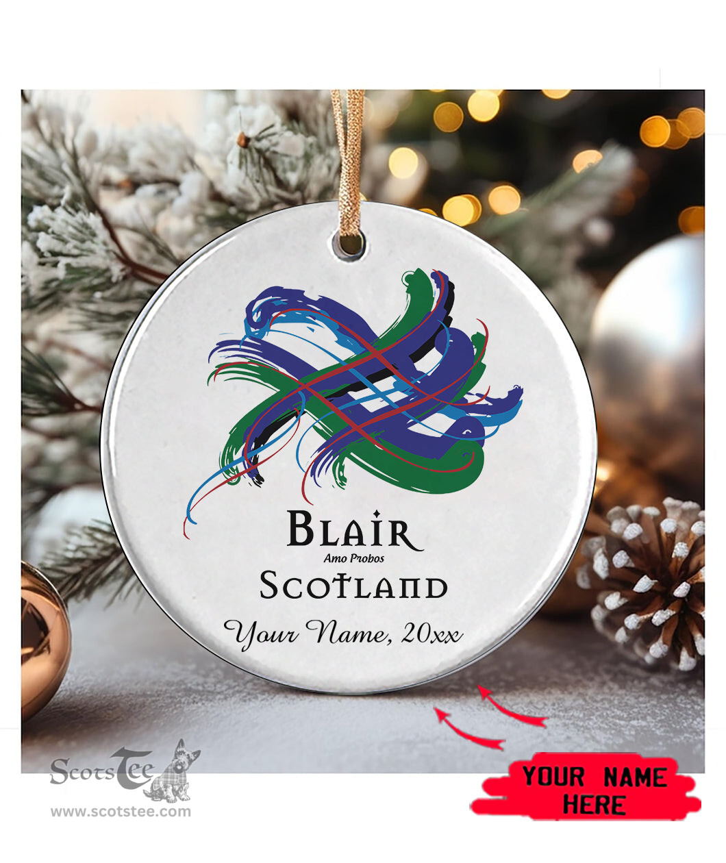 ScotsTee Shop Scottish Blair Scottish Tartan Ornament Add Your Text Personalized Ornament