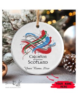 ScotsTee Shop Scottish Crichton Scottish Tartan Ornament Add Your Text Personalized Ornament