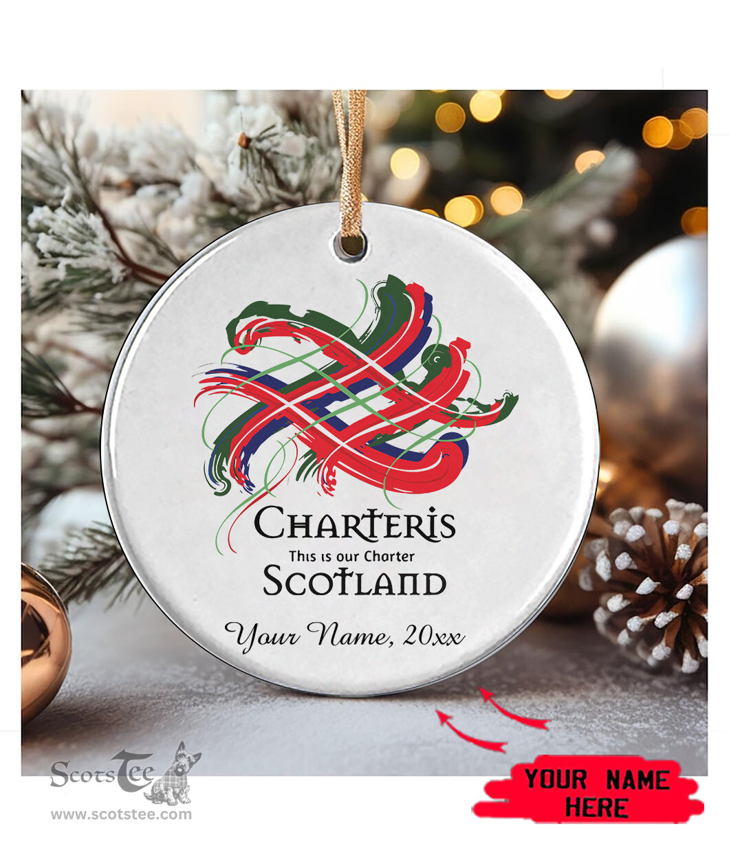 ScotsTee Shop Scottish Charteris Scottish Tartan Ornament Add Your Text Personalized Ornament