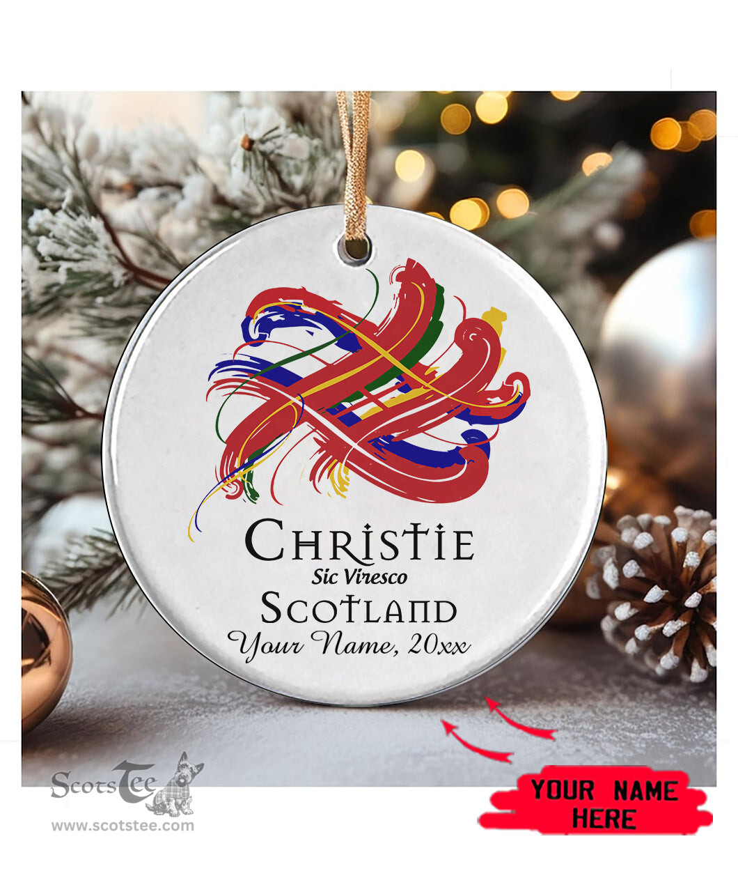 ScotsTee Shop Scottish Christie Scottish Tartan Ornament Add Your Text Personalized Ornament