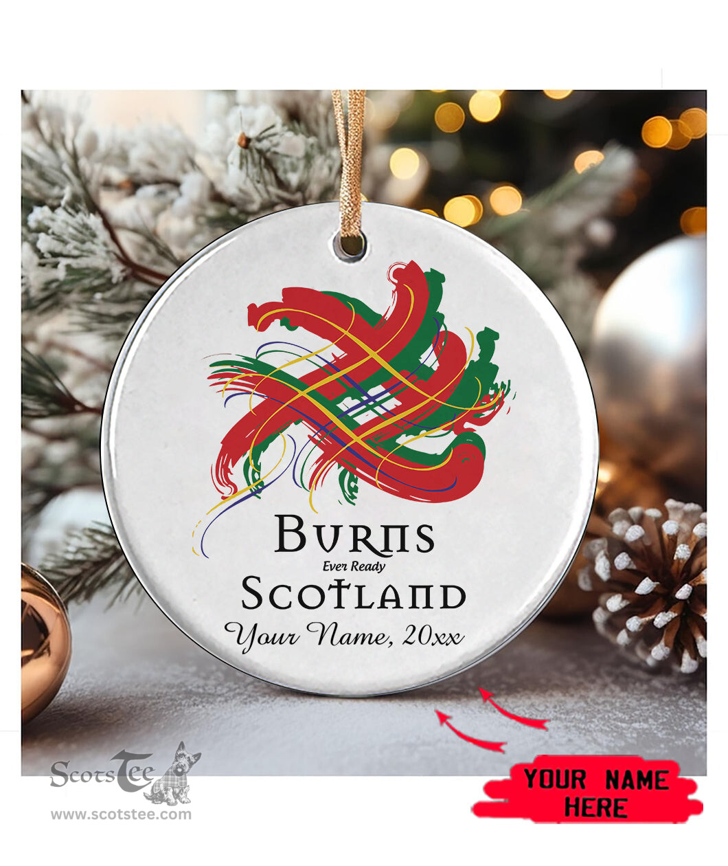 ScotsTee Shop Scottish Burns Scottish Tartan Ornament Add Your Text Personalized Ornament