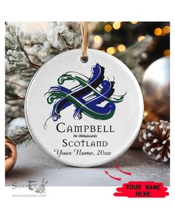 ScotsTee Shop Scottish Campbell Scottish Tartan Ornament Add Your Text Personalized Ornament