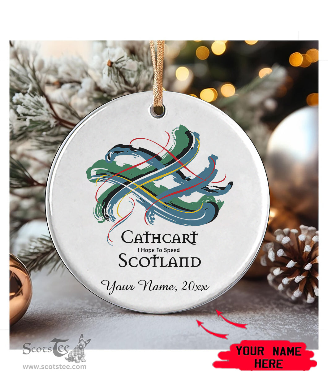 ScotsTee Shop Scottish Cathcart Scottish Tartan Ornament Add Your Text Personalized Ornament
