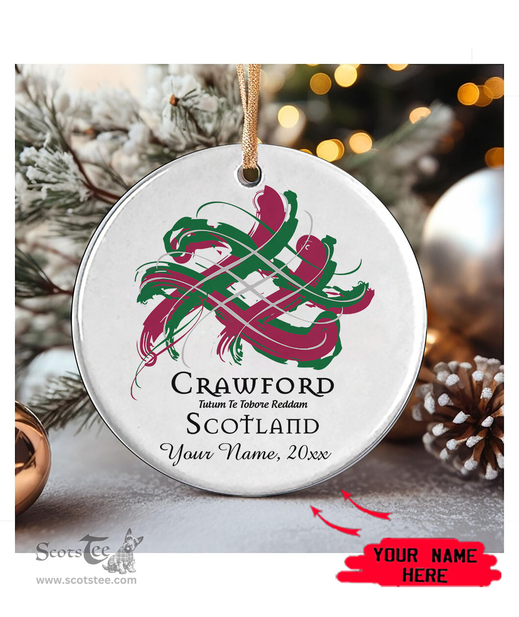 ScotsTee Shop Scottish Crawford Scottish Tartan Ornament Add Your Text Personalized Ornament