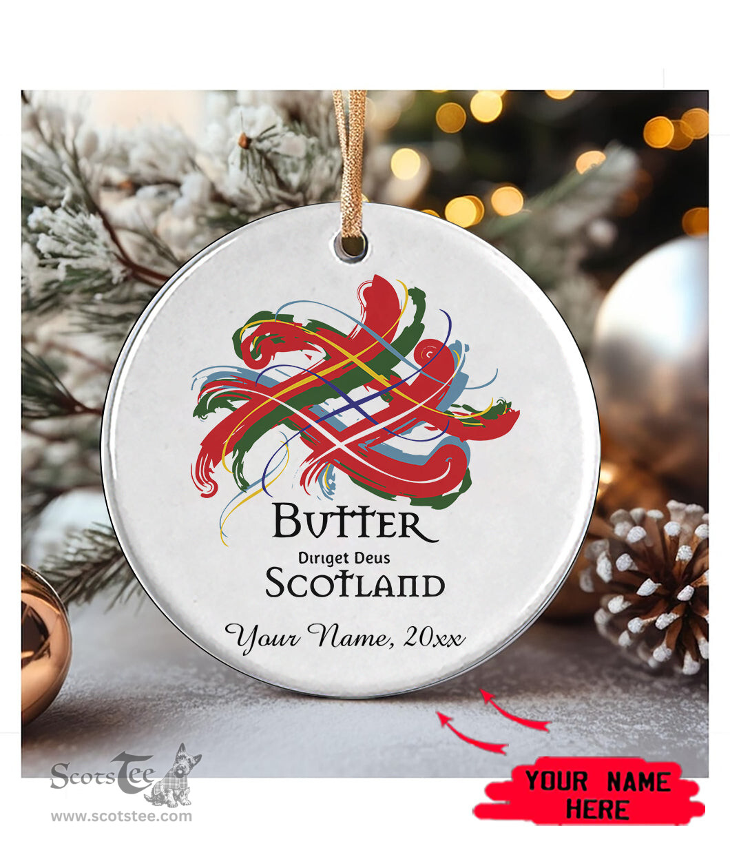 ScotsTee Shop Scottish Butter Scottish Tartan Ornament Add Your Text Personalized Ornament