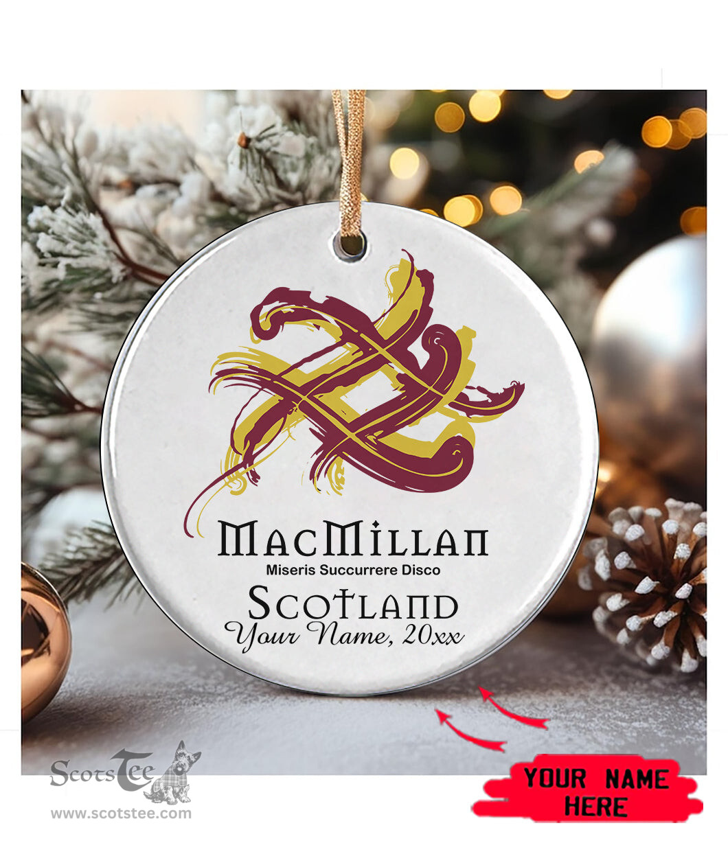 ScotsTee Shop Scottish MacMillan Scottish Tartan Ornament Add Your Text Personalized Ornament