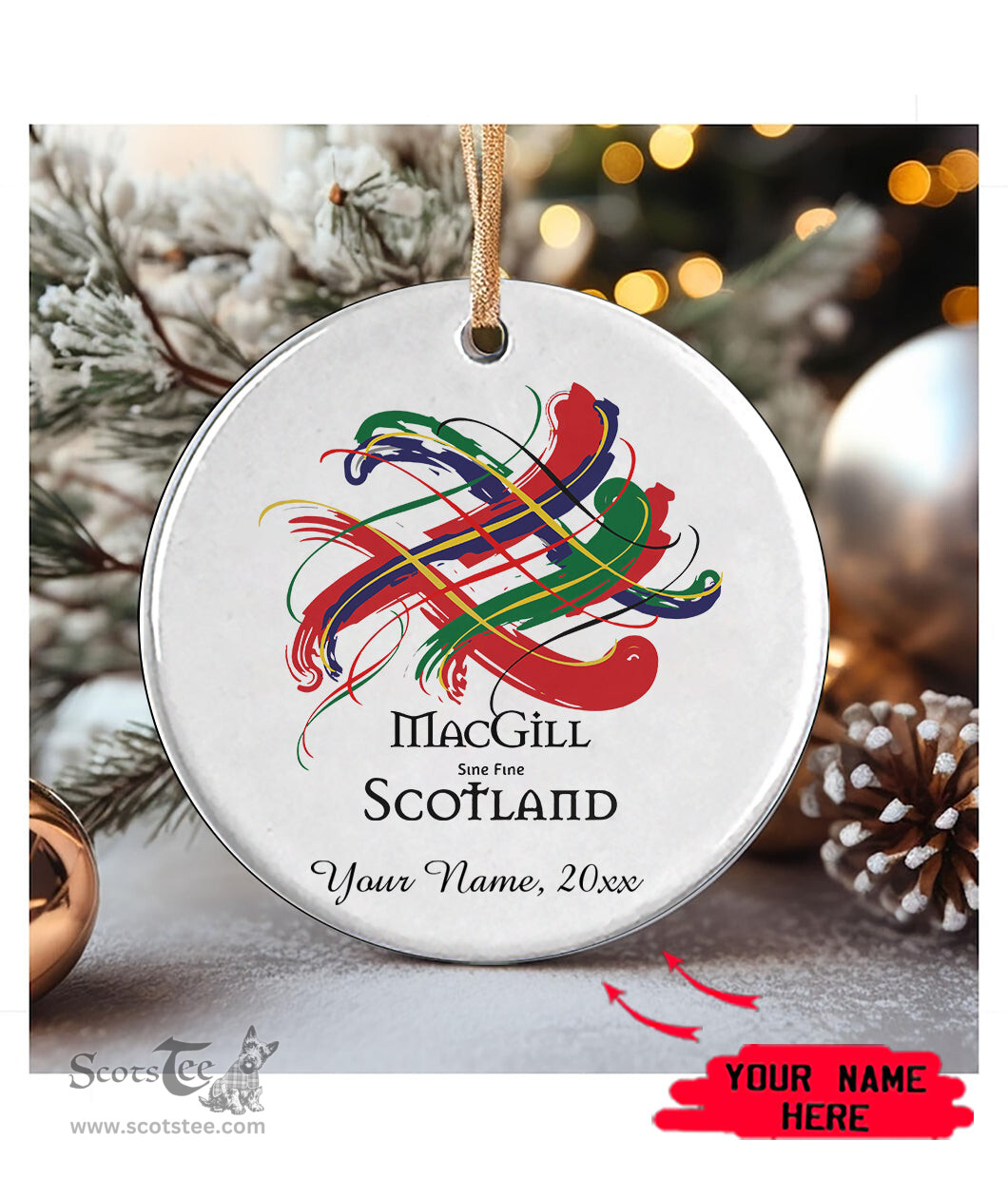 ScotsTee Shop Scottish MacGill Scottish Tartan Ornament Add Your Text Personalized Ornament