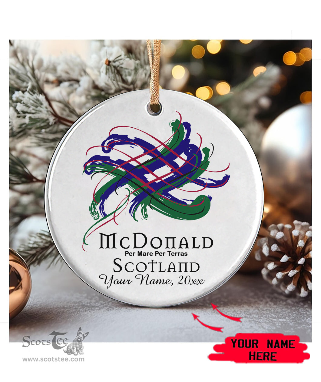 ScotsTee Shop Scottish McDonald Scottish Tartan Ornament Add Your Text Personalized Ornament