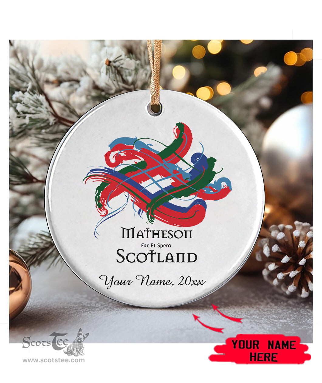ScotsTee Shop Scottish Matheson Scottish Tartan Ornament Add Your Text Personalized Ornament