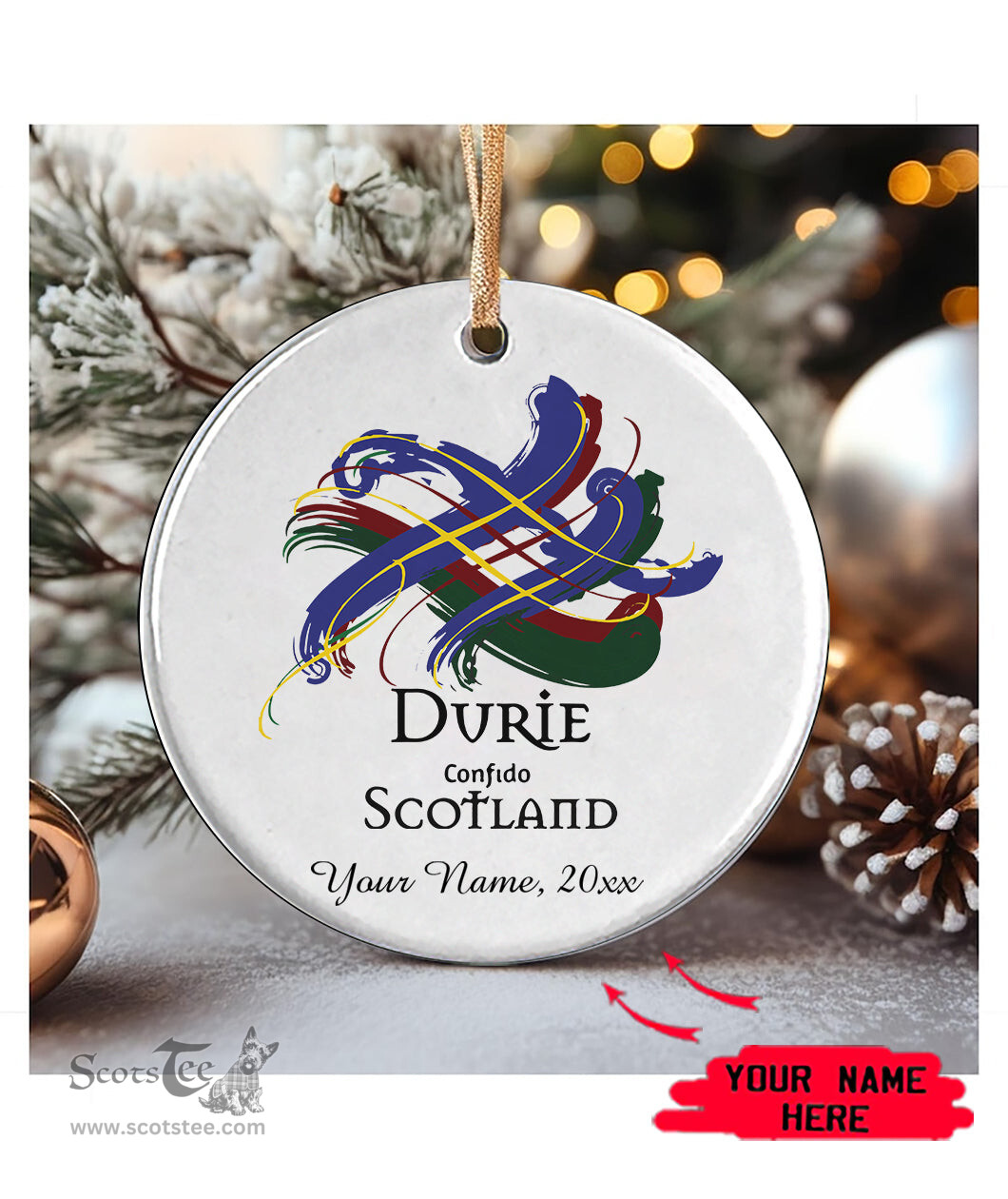 ScotsTee Shop Scottish Durie Scottish Tartan Ornament Add Your Text Personalized Ornament