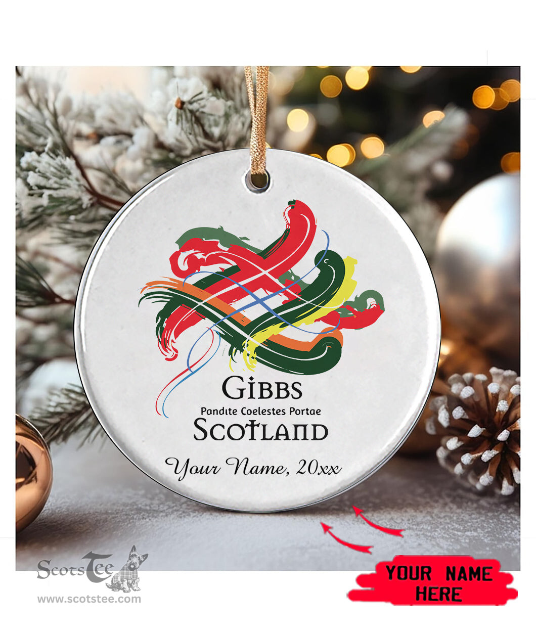 ScotsTee Shop Scottish Gibbs Scottish Tartan Ornament Add Your Text Personalized Ornament