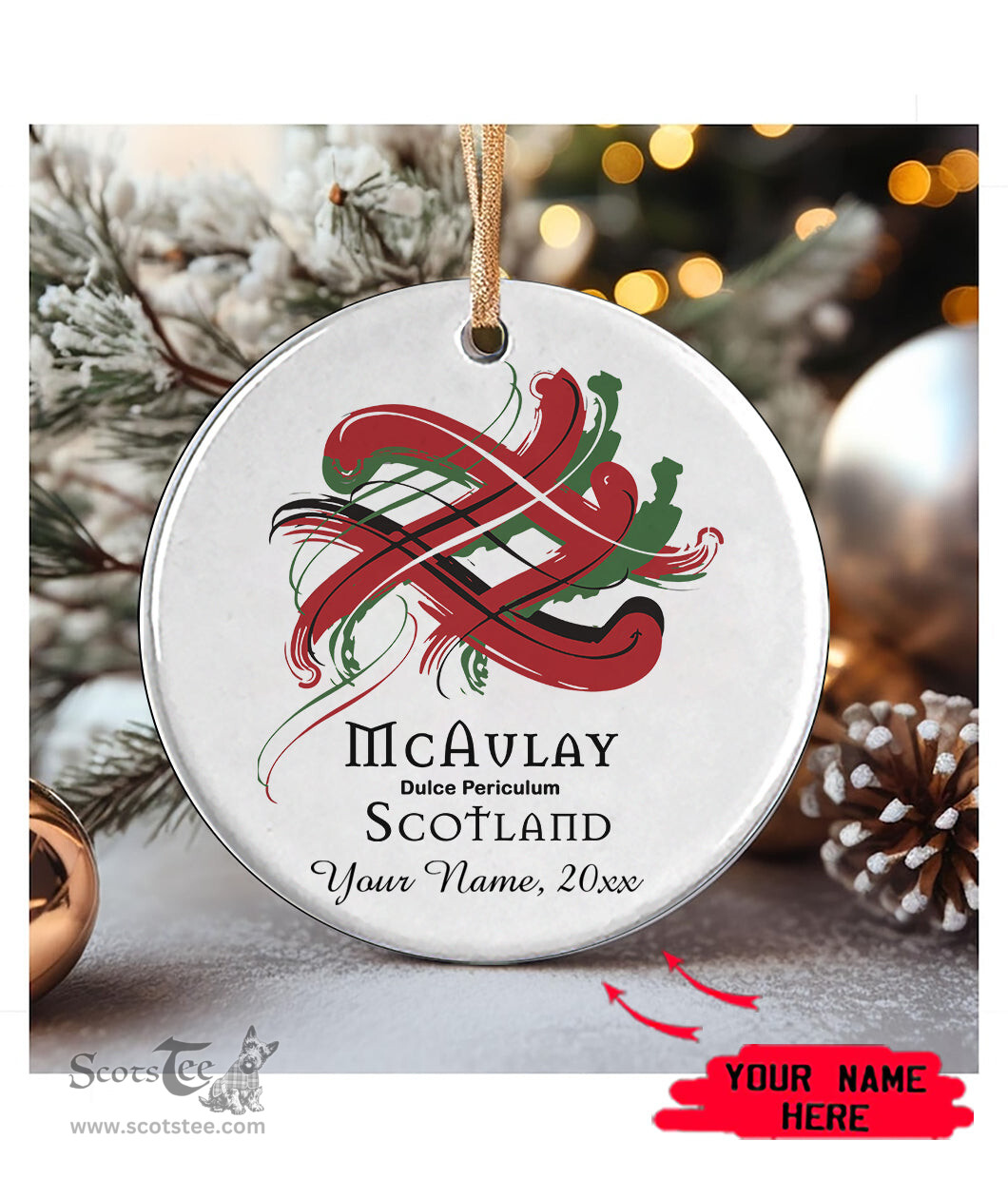 ScotsTee Shop Scottish McAulay Scottish Tartan Ornament Add Your Text Personalized Ornament