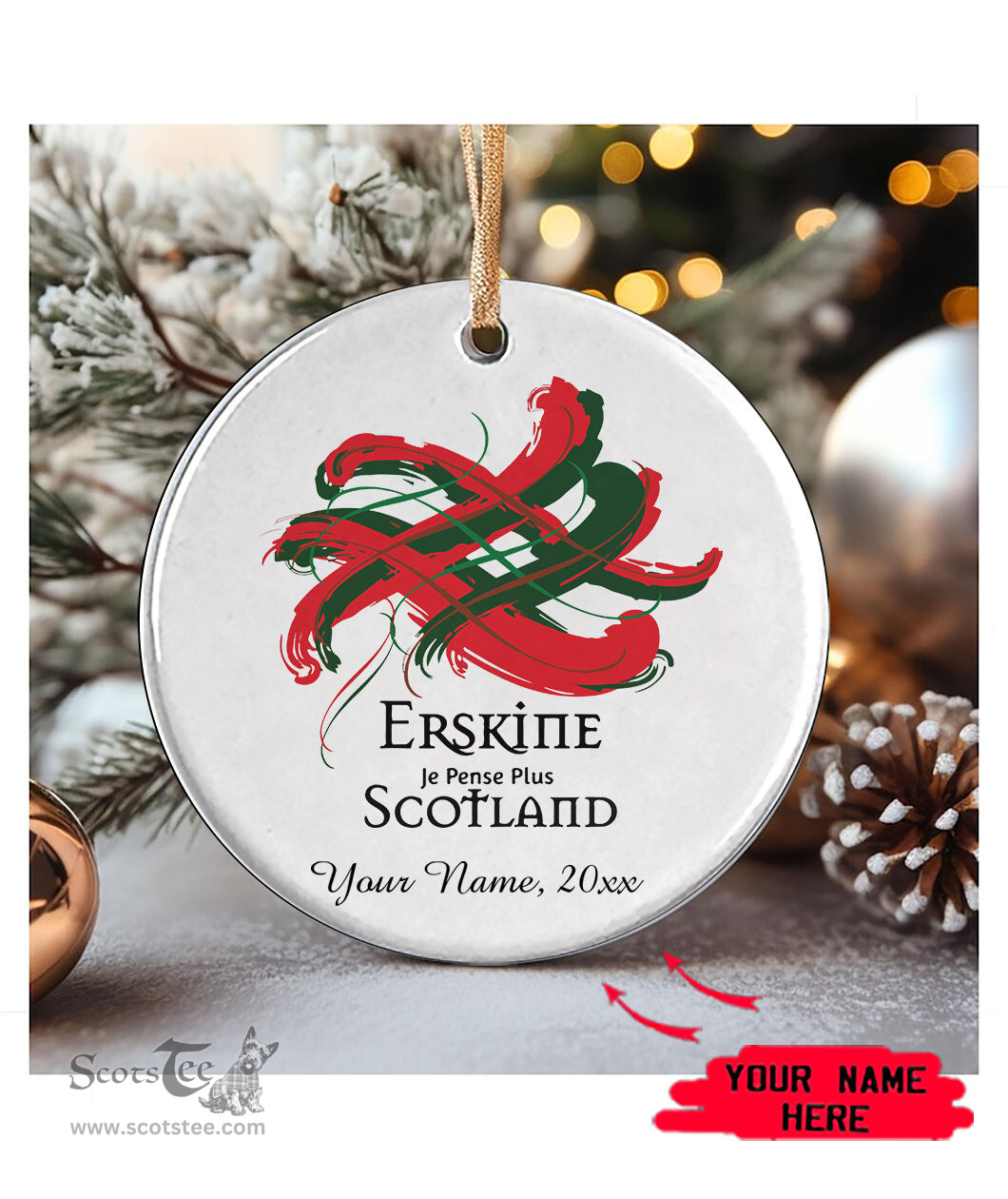 ScotsTee Shop Scottish Erskine Scottish Tartan Ornament Add Your Text Personalized Ornament