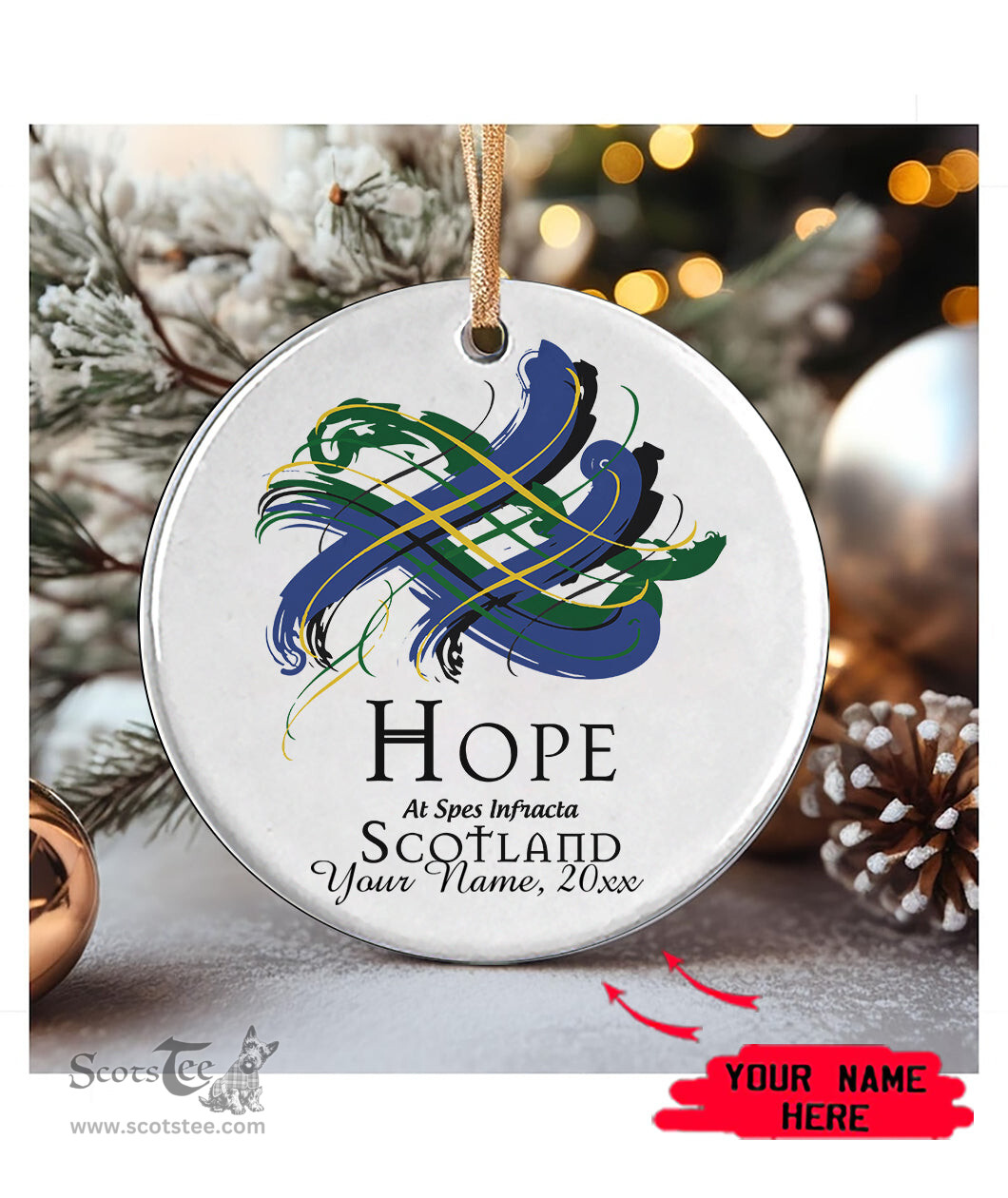 ScotsTee Shop Scottish Hope Scottish Tartan Ornament Add Your Text Personalized Ornament