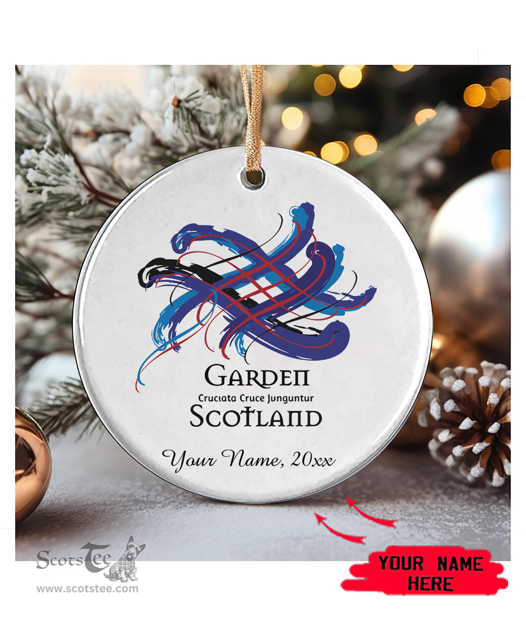 ScotsTee Shop Scottish Garden Scottish Tartan Ornament Add Your Text Personalized Ornament