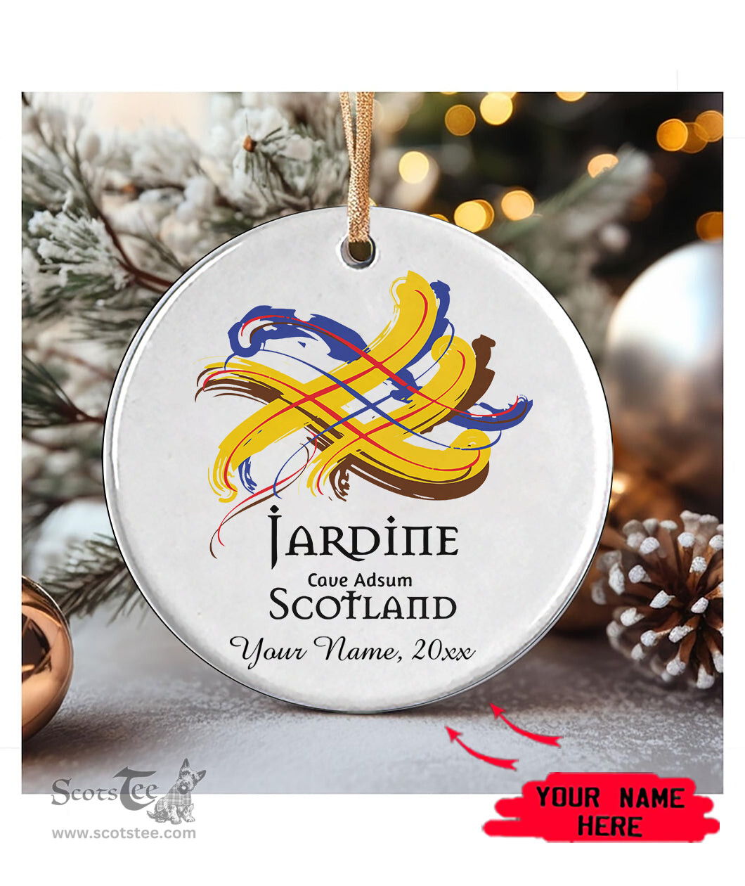 ScotsTee Shop Scottish Jardine Scottish Tartan Ornament Add Your Text Personalized Ornament
