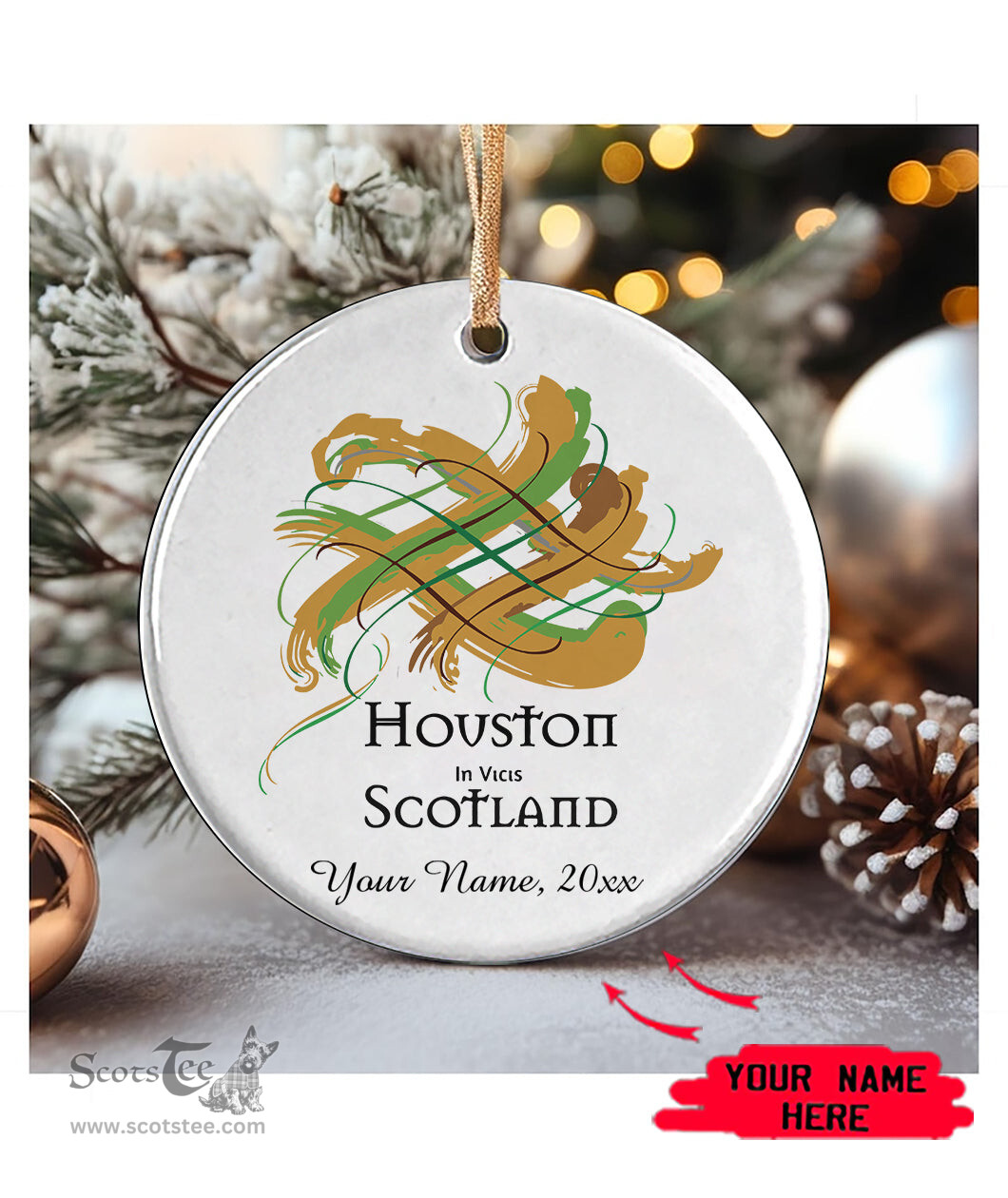 ScotsTee Shop Scottish Houston Scottish Tartan Ornament Add Your Text Personalized Ornament