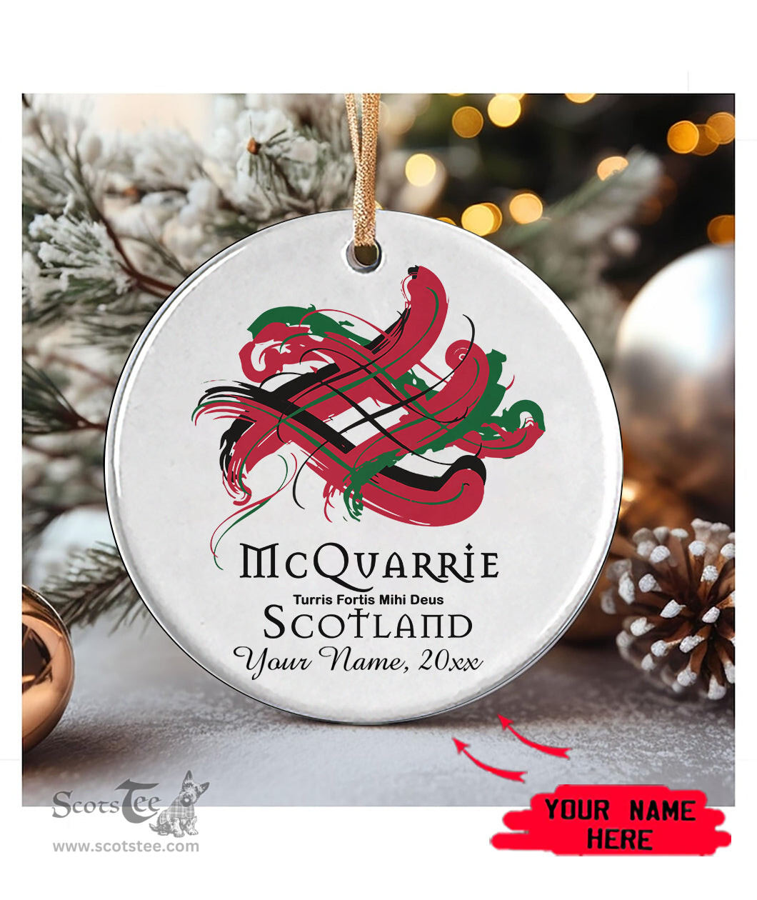 ScotsTee Shop Scottish McQuarrie Classic Scottish Tartan Ornament Add Your Text Personalized Ornament