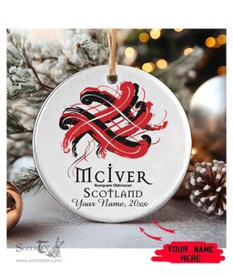 ScotsTee Shop Scottish McIver Scottish Tartan Ornament Add Your Text Personalized Ornament