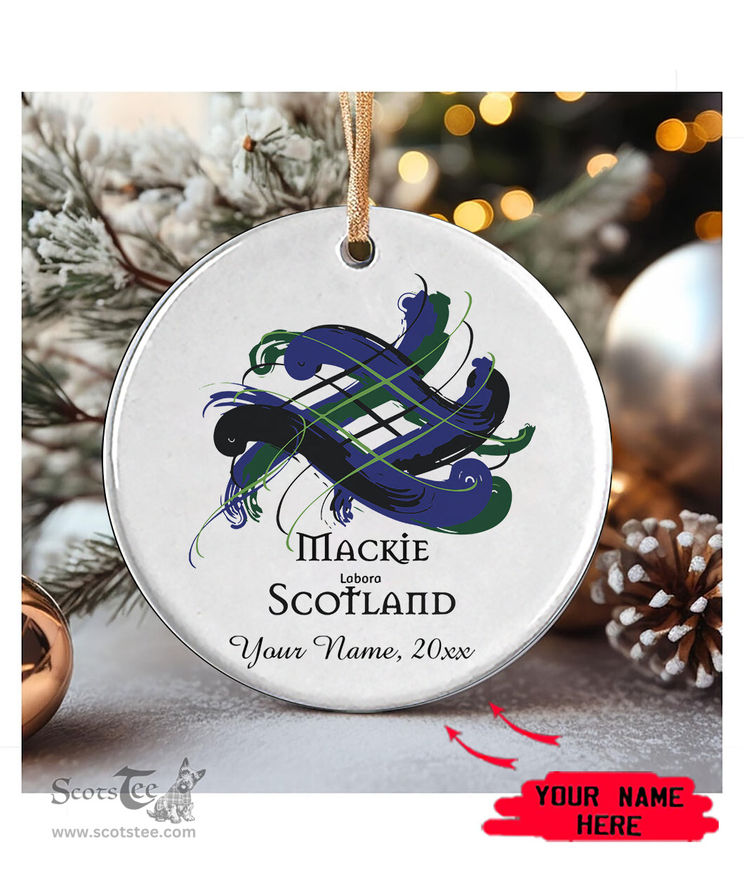 ScotsTee Shop Scottish MacKie Scottish Tartan Ornament Add Your Text Personalized Ornament
