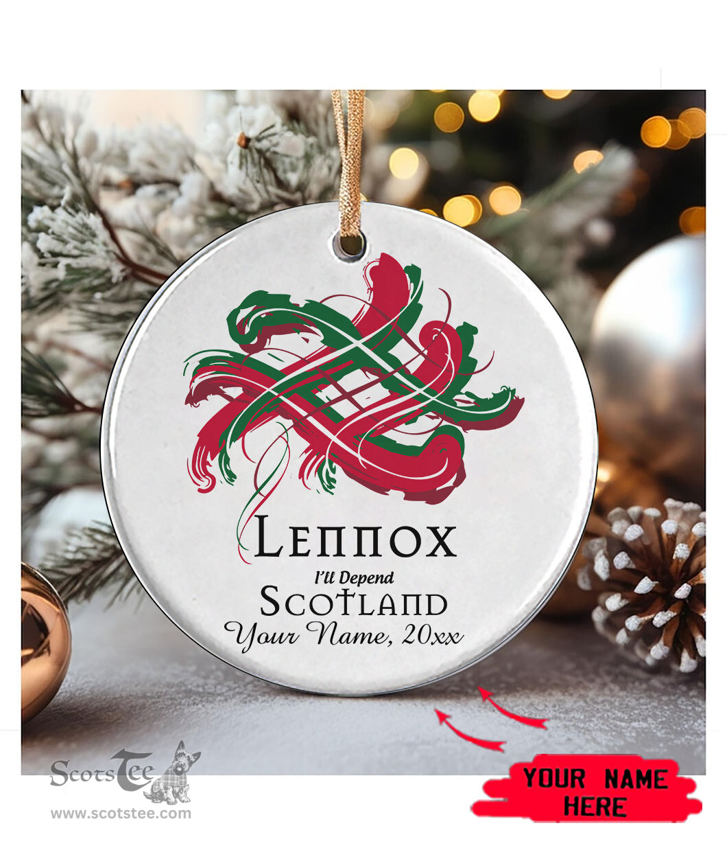 ScotsTee Shop Scottish Lennox Scottish Tartan Ornament Add Your Text Personalized Ornament
