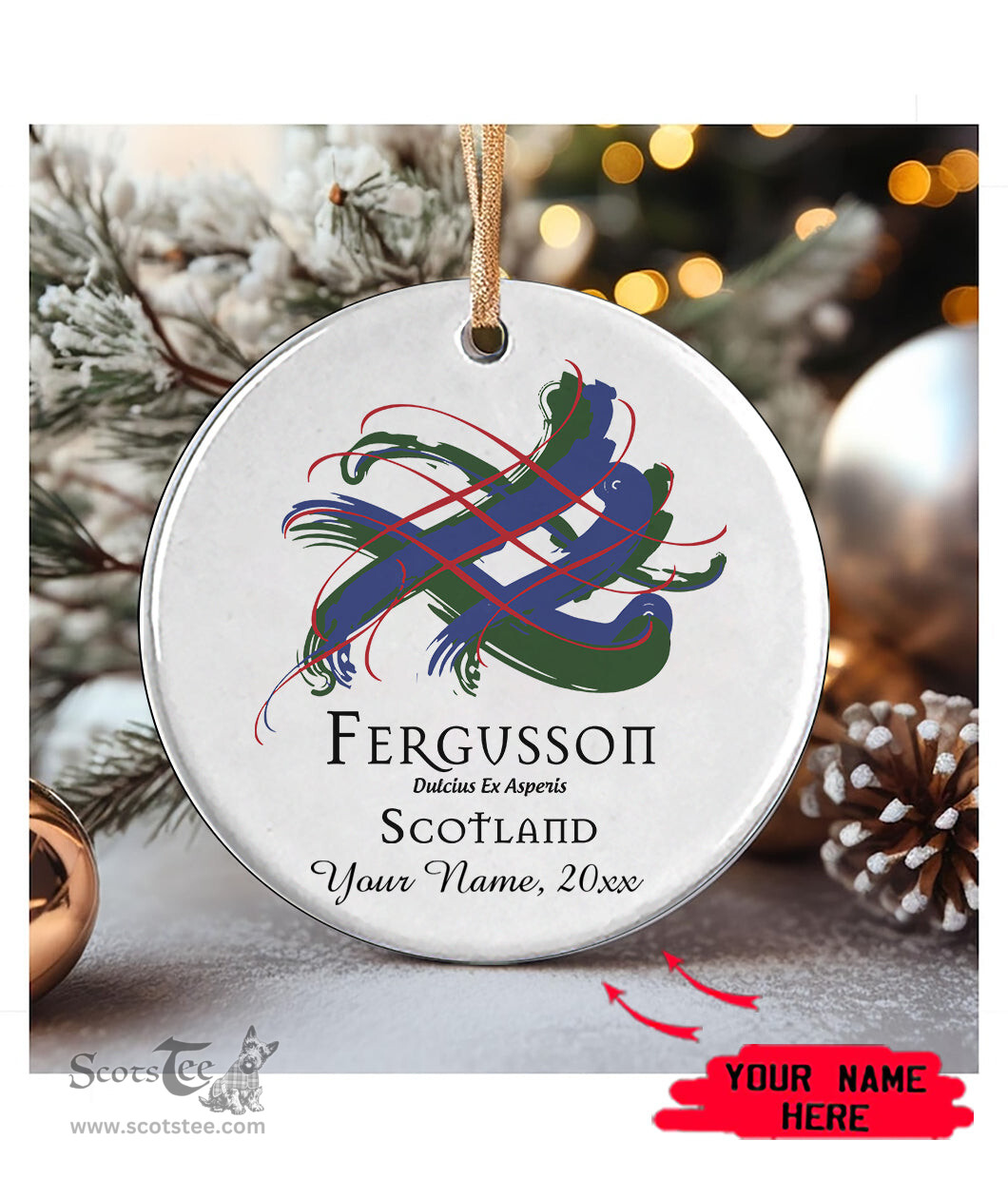 ScotsTee Shop Scottish Fergusson Scottish Tartan Ornament Add Your Text Personalized Ornament