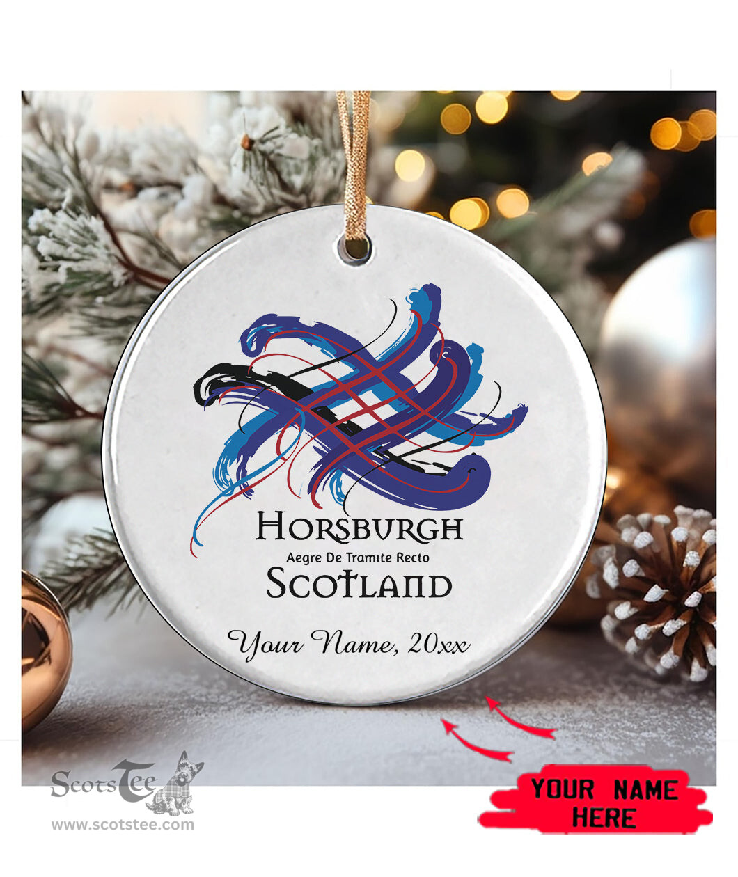 ScotsTee Shop Scottish Horsburgh Scottish Tartan Ornament Add Your Text Personalized Ornament