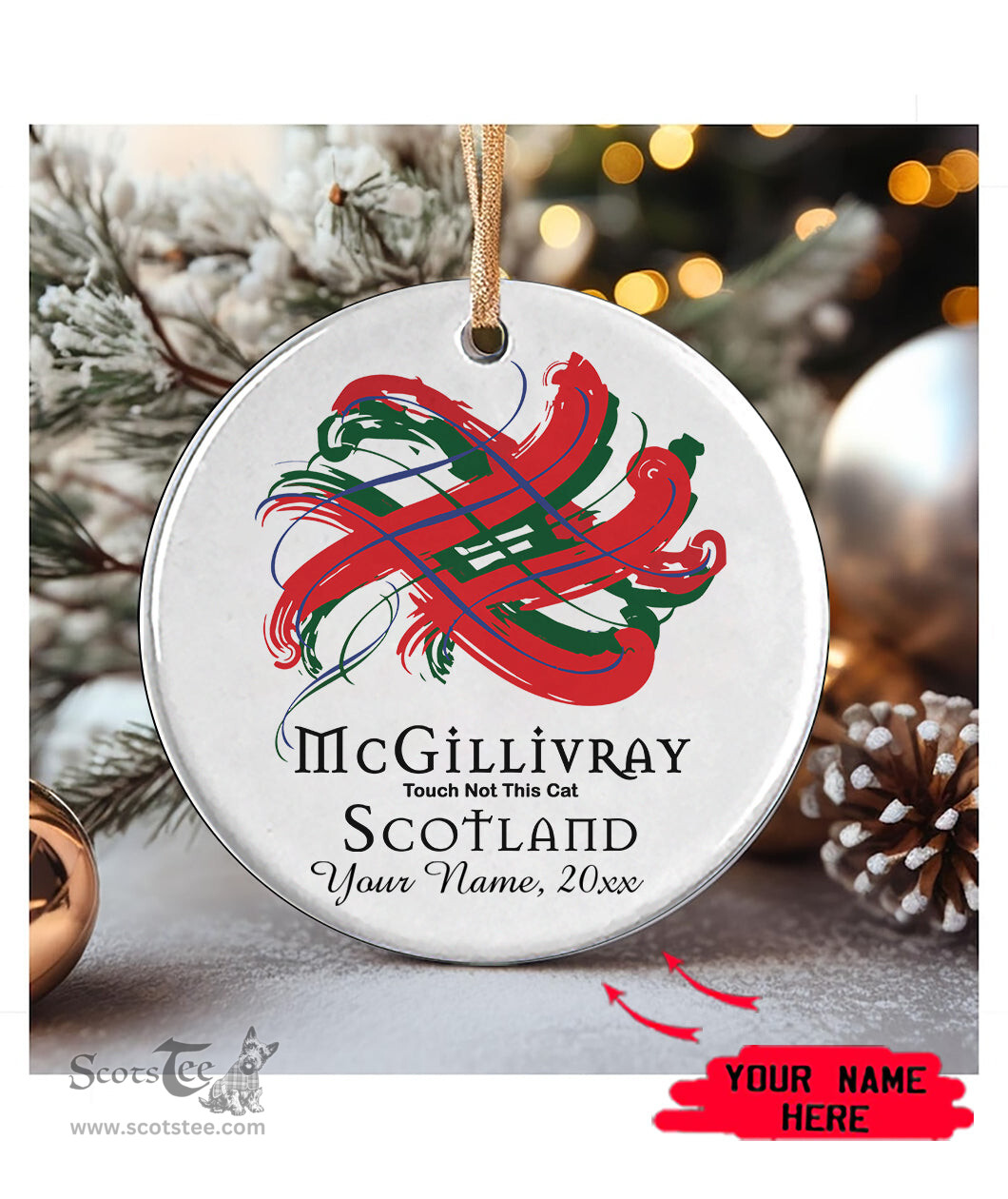 ScotsTee Shop Scottish McGillivray Scottish Tartan Ornament Add Your Text Personalized Ornament
