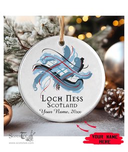 ScotsTee Shop Scottish Loch Ness Scottish Tartan Ornament Add Your Text Personalized Ornament