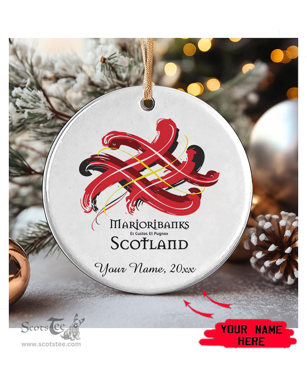 ScotsTee Shop Scottish Marjoribanks Scottish Tartan Ornament Add Your Text Personalized Ornament
