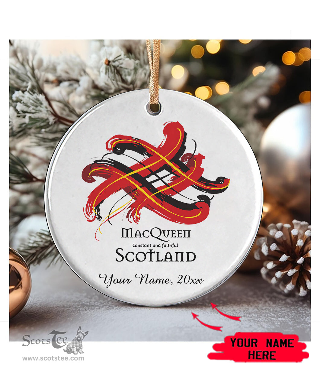 ScotsTee Shop Scottish MacQueen Scottish Tartan Ornament Add Your Text Personalized Ornament