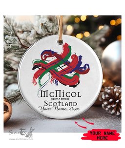 ScotsTee Shop Scottish McNicol Classic Scottish Tartan Ornament Add Your Text Personalized Ornament