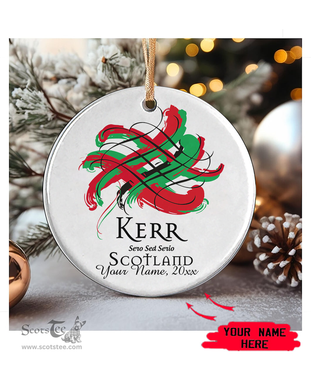 ScotsTee Shop Scottish Kerr Scottish Tartan Ornament Add Your Text Personalized Ornament
