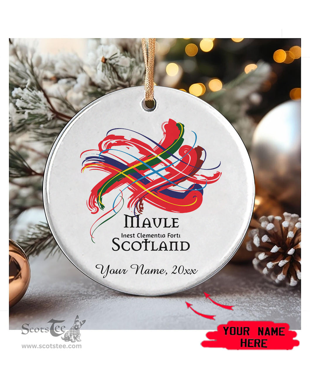 ScotsTee Shop Scottish Maule Scottish Tartan Ornament Add Your Text Personalized Ornament