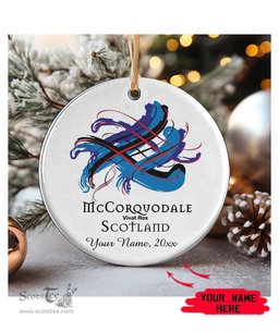 ScotsTee Shop Scottish McCorquodale Scottish Tartan Ornament Add Your Text Personalized Ornament