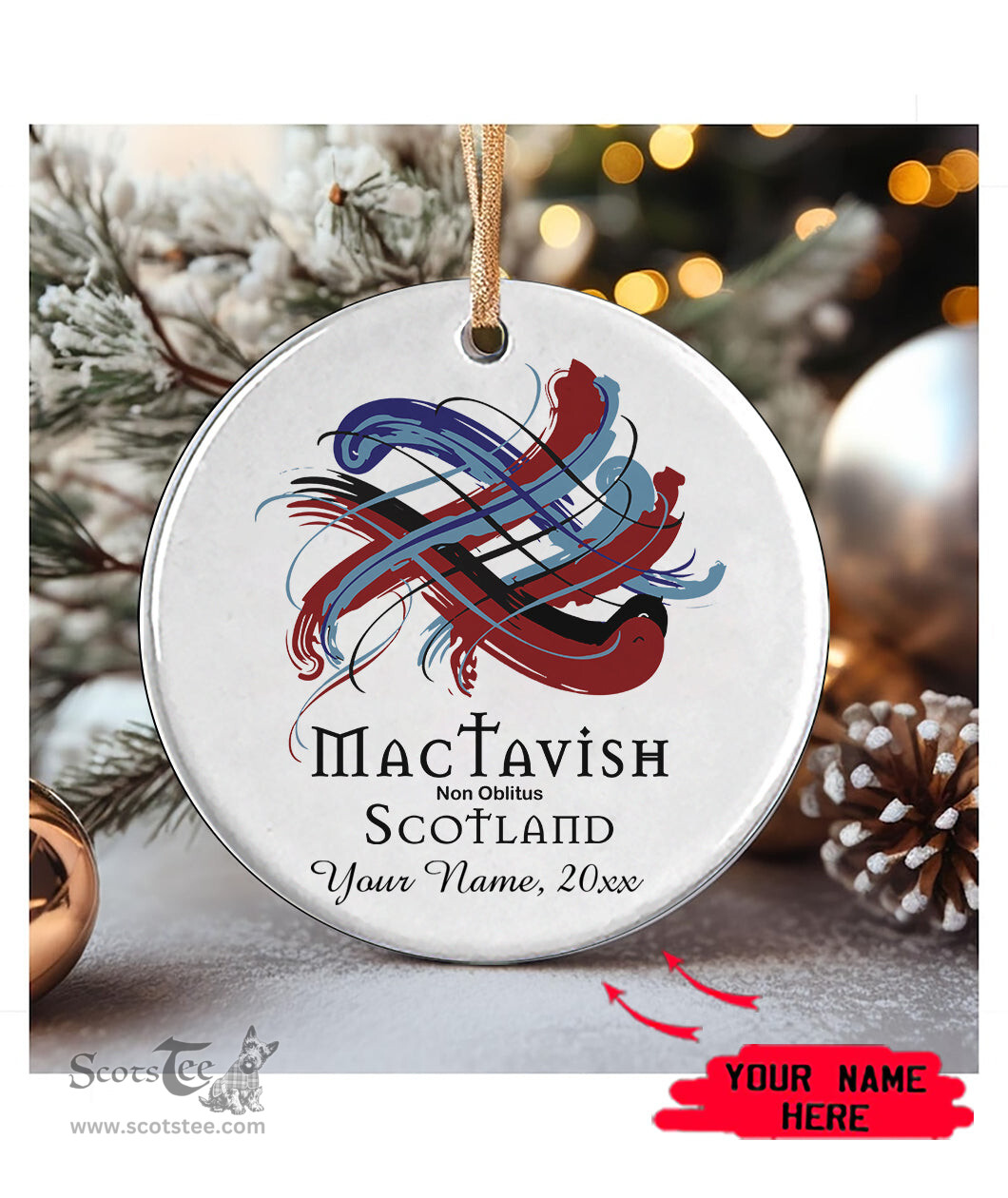 ScotsTee Shop Scottish MacTavish Scottish Tartan Ornament Add Your Text Personalized Ornament