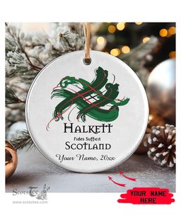 ScotsTee Shop Scottish Halkett Scottish Tartan Ornament Add Your Text Personalized Ornament