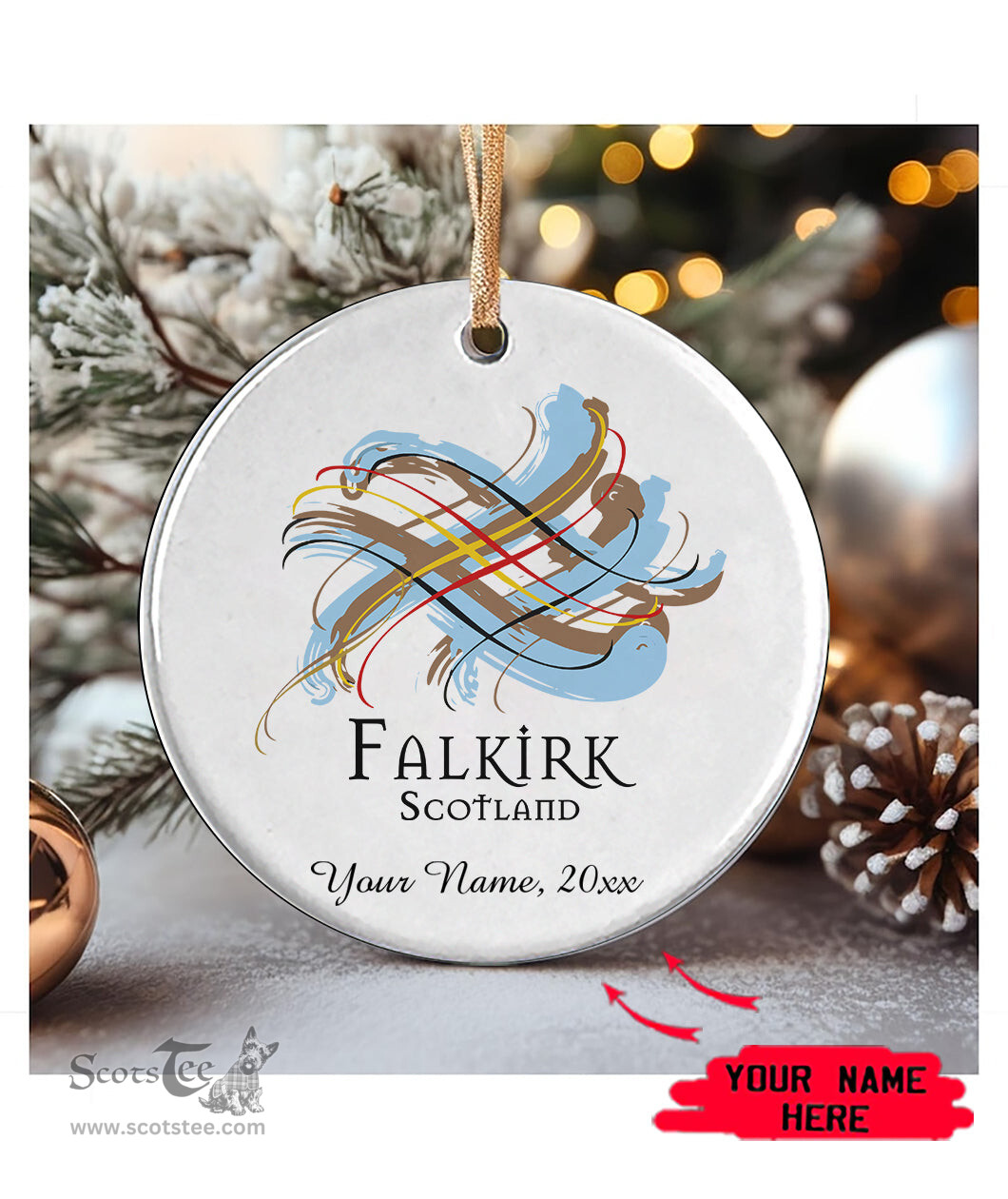 ScotsTee Shop Scottish Falkirk Scotland Scottish Tartan Ornament Add Your Text Personalized Ornament
