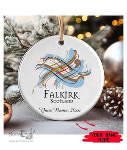 ScotsTee Shop Scottish Falkirk Scotland Scottish Tartan Ornament Add Your Text Personalized Ornament