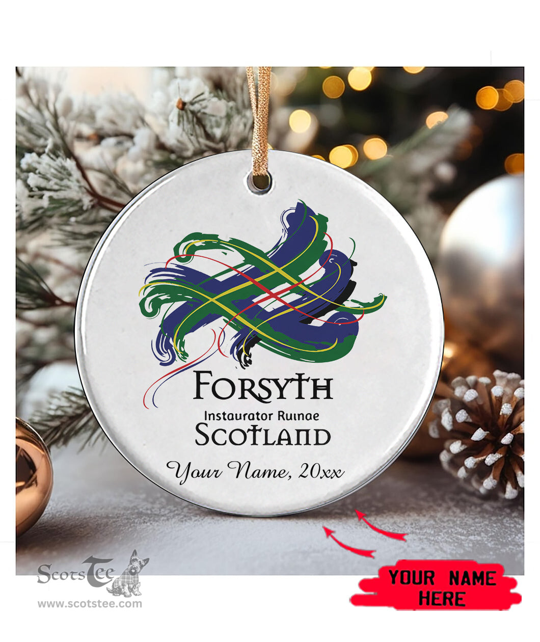 ScotsTee Shop Scottish Forsyth Scottish Tartan Ornament Add Your Text Personalized Ornament