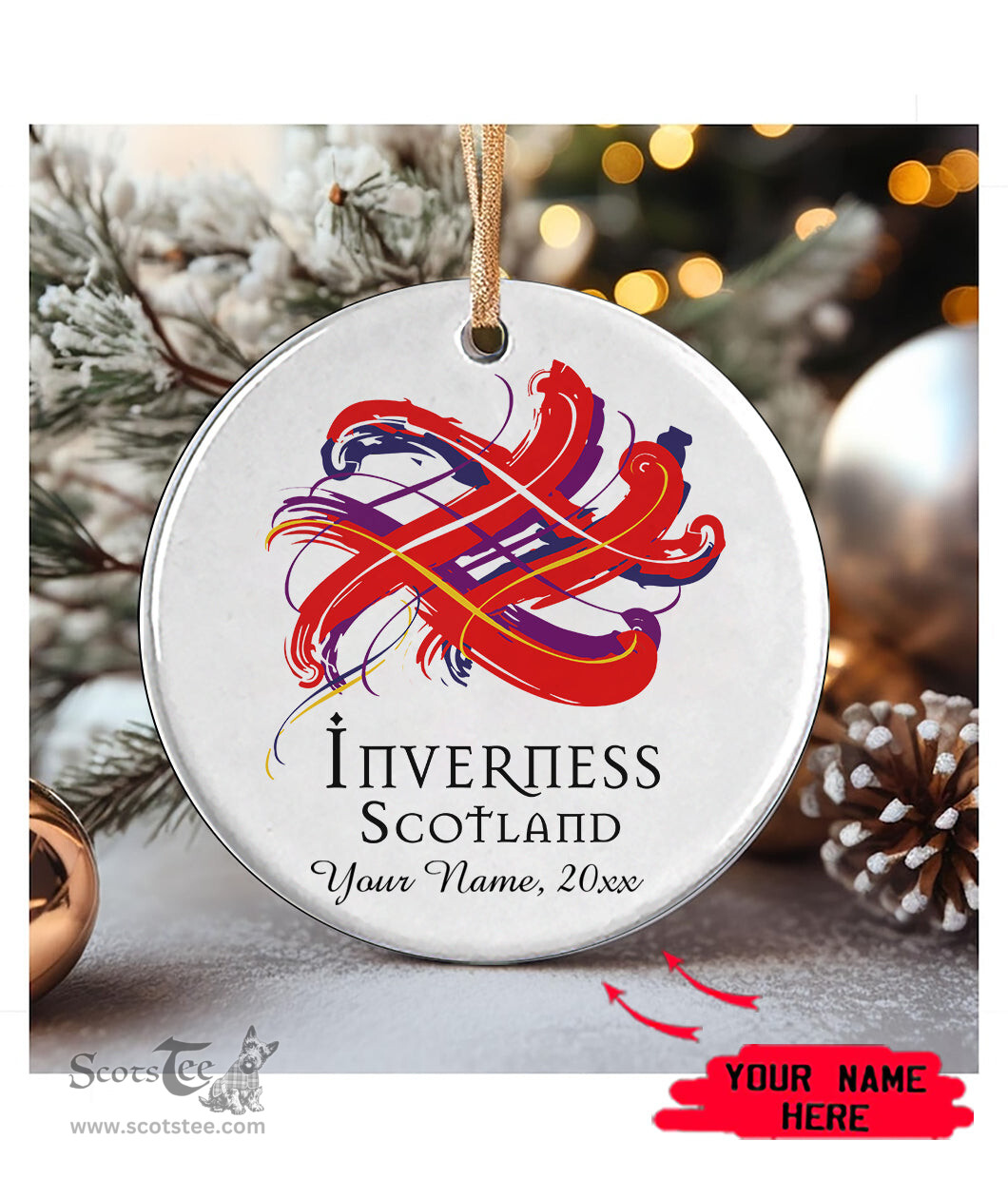 ScotsTee Shop Scottish Inverness Scottish Tartan Ornament Add Your Text Personalized Ornament