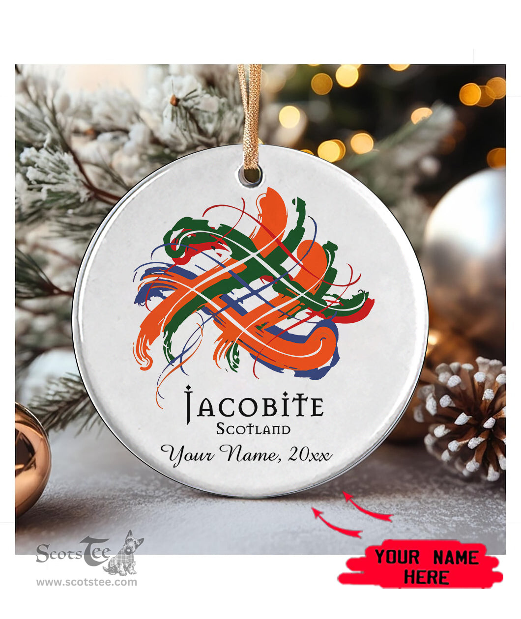 ScotsTee Shop Scottish Jacobite Scottish Tartan Ornament Add Your Text Personalized Ornament