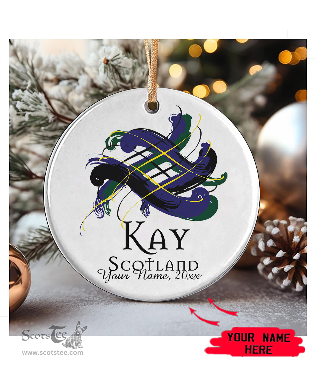 ScotsTee Shop Scottish Kay Scottish Tartan Ornament Add Your Text Personalized Ornament