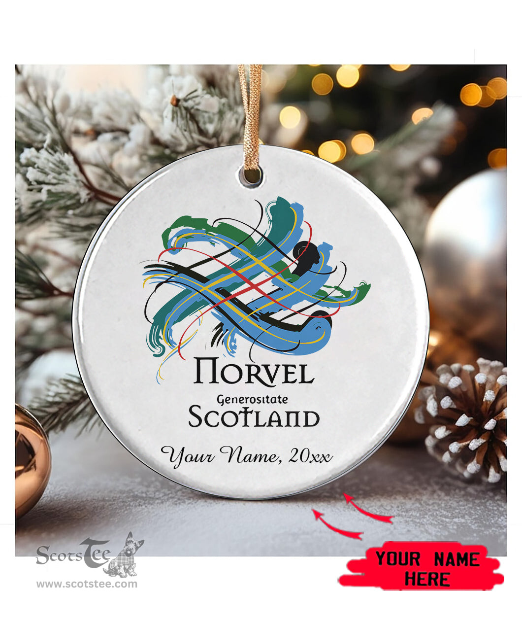 ScotsTee Shop Scottish Norvel Scottish Tartan Ornament Add Your Text Personalized Ornament